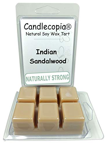 Candlecopia Indian Sandalwood Strongly Scented Hand Poured Vegan Wax Melts 12 Scented Wax Cubes 6.4 Ounces in 2 x 6-Packs